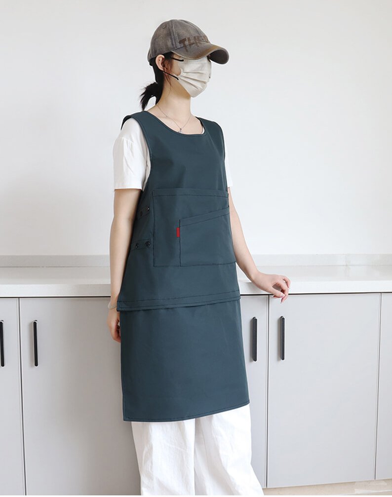 Female florist apron art new waterproof cooking kitchen coveralls men's detachable work clothes apron - Image 6