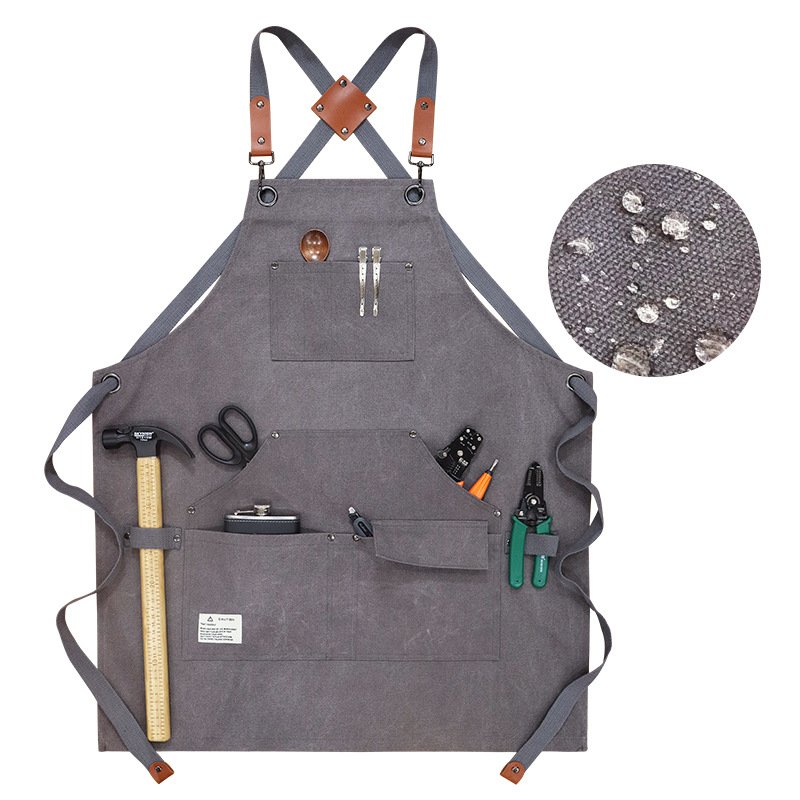 Thickened canvas multi-pocket craftsman gardening workwear apron barbecue auto mechanic mechanic tool apron - Image 2