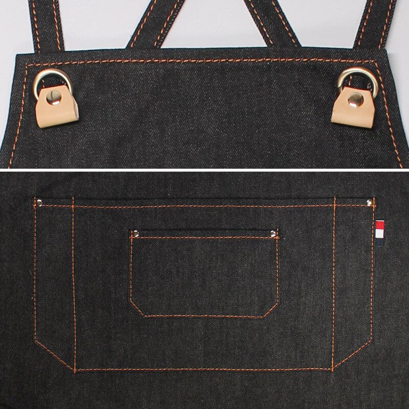 Denim apron wholesale commercial milk tea shop barista catering kitchen canvas suspenders work clothes female studio - Image 10