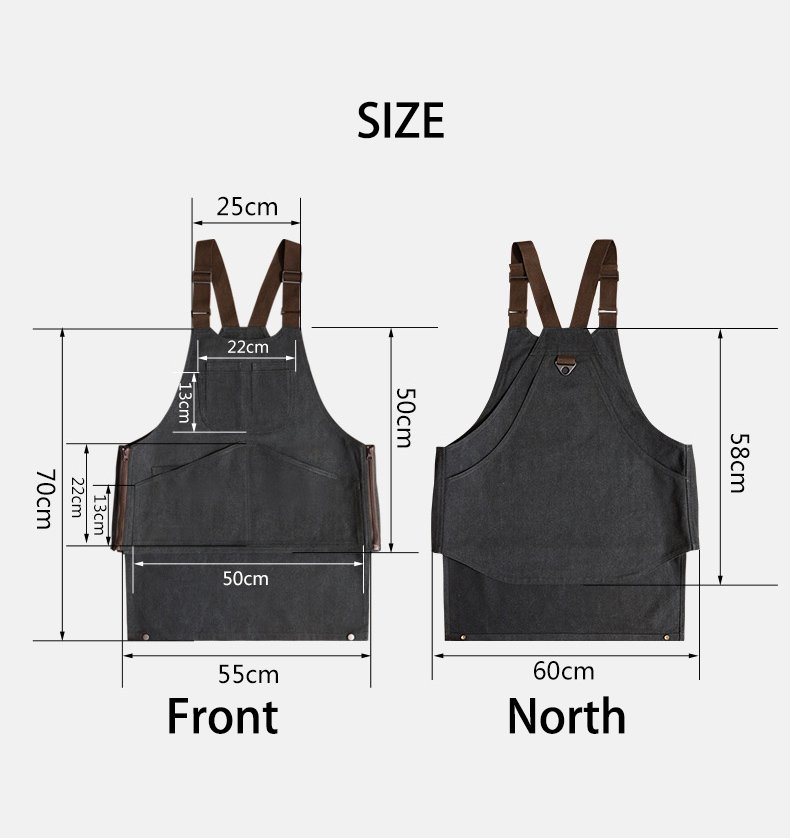Fashion thick canvas apron Amazon outdoor logo picnic camping large pocket vest style work clothes apron - Image 3