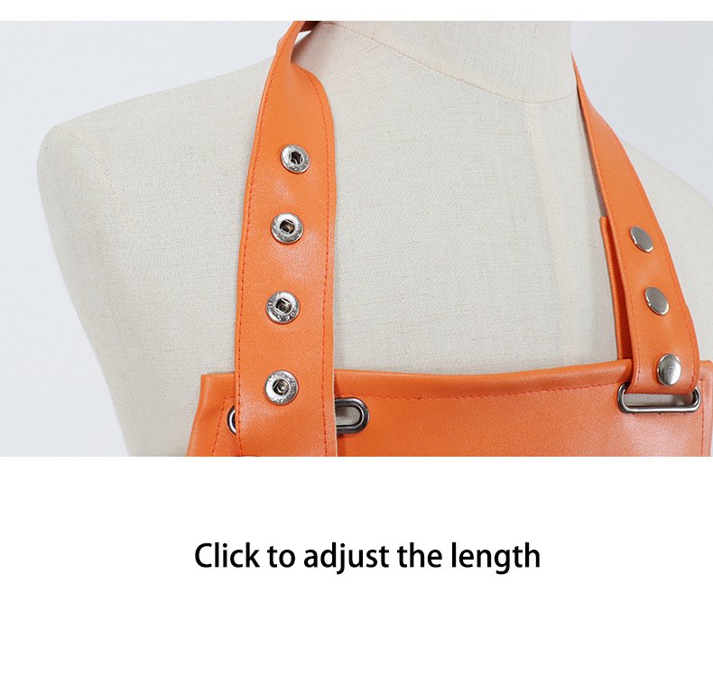 Manufacturers wholesale waterproof and oil-proof PU apron soft leather comfortable work clothes printed embroidered logo - Image 3