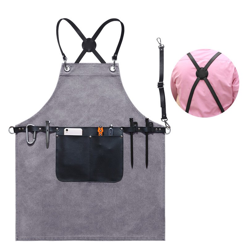 Fashionable denim canvas adjustable apron for cross-border male hairdressers, tattoo artists, and female nail technicians - Image 13