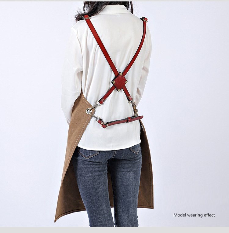 Barber shop denim apron custom LOGO printing hairstyle hairdresser painting art student fashion canvas work clothes - Image 4