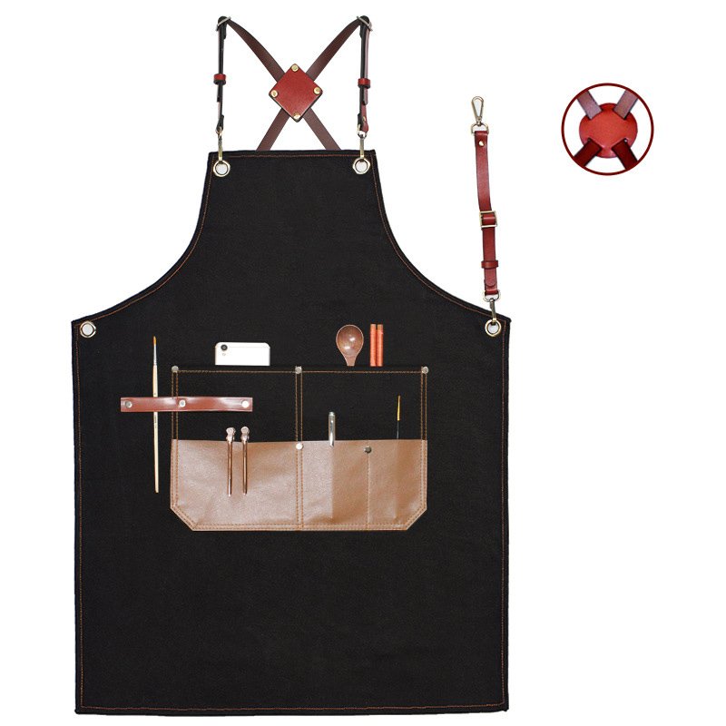 Barber shop denim apron custom LOGO printing hairstyle hairdresser painting art student fashion canvas work clothes - Image 5