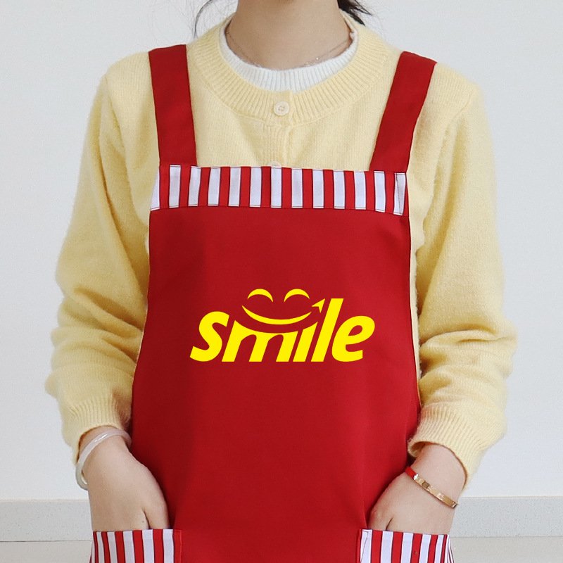 Kitchen apron catering baking men's and women's aprons cute home coveralls bib printing work clothes - Image 8