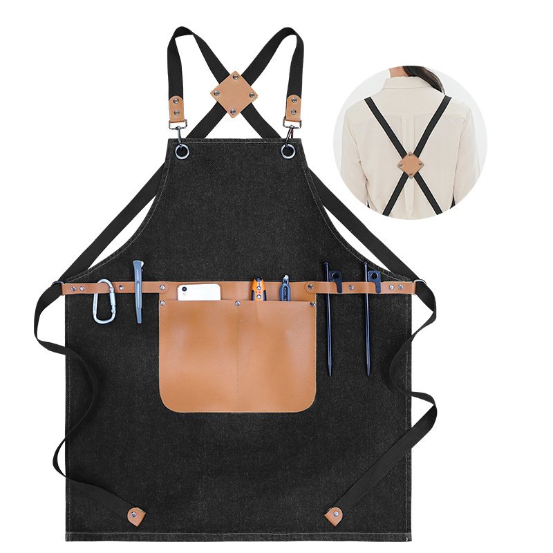 Fashionable denim canvas adjustable apron for cross-border male hairdressers, tattoo artists, and female nail technicians - Image 11