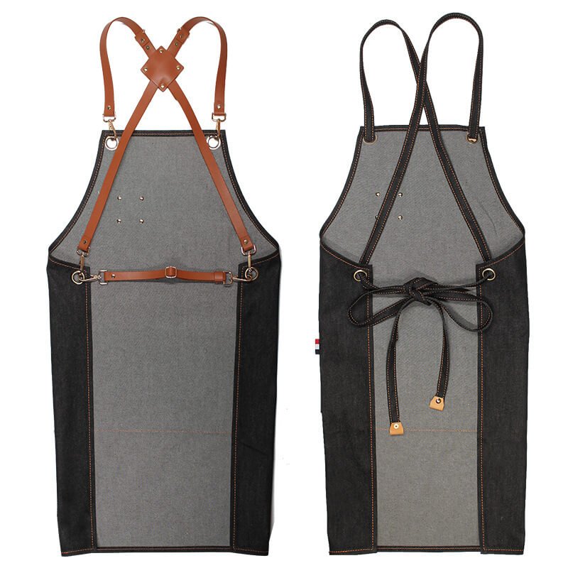 Denim apron wholesale commercial milk tea shop barista catering kitchen canvas suspenders work clothes female studio - Image 11
