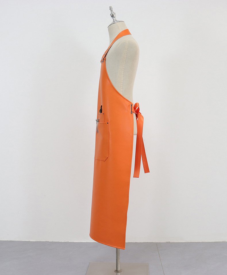 Manufacturers wholesale waterproof and oil-proof PU apron soft leather comfortable work clothes printed embroidered logo - Image 7