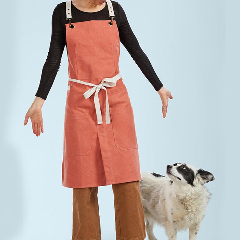 New canvas apron Japanese style split kitchen catering waiter work clothes printing factory wholesale - Image 7