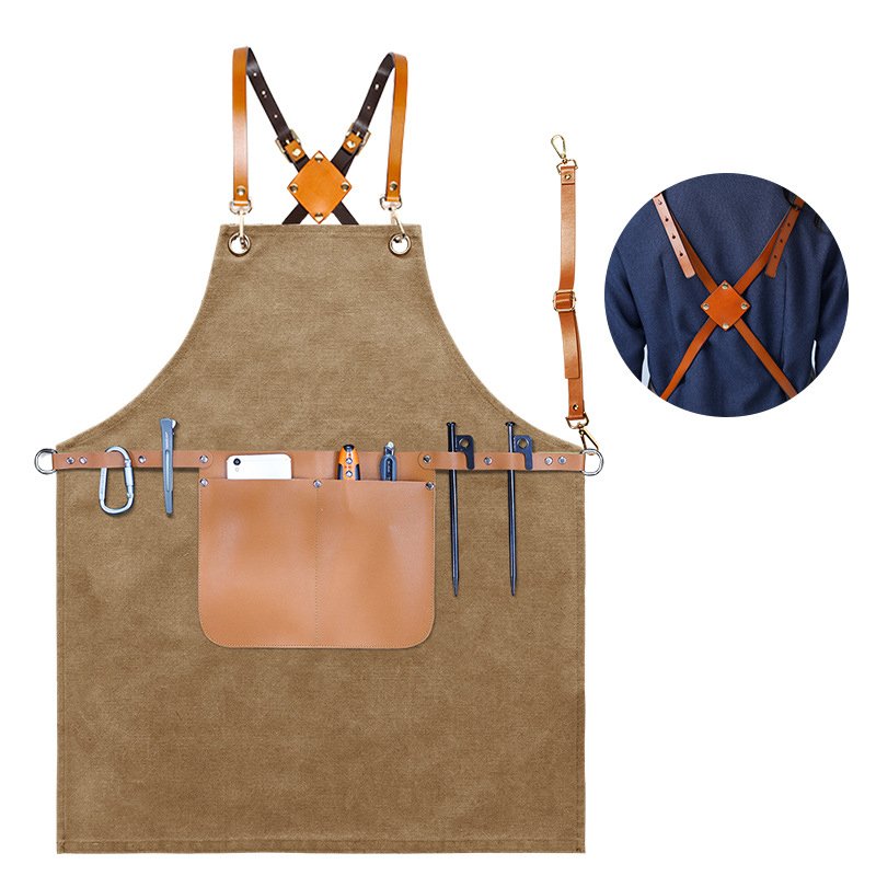 Fashionable denim canvas adjustable apron for cross-border male hairdressers, tattoo artists, and female nail technicians - Image 6