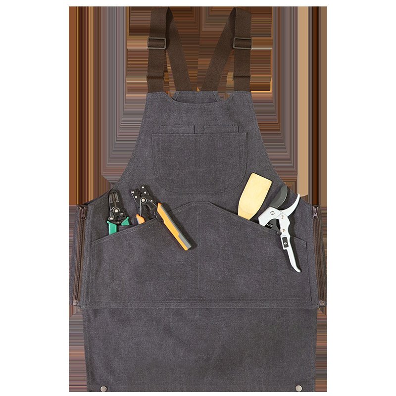 Fashion thick canvas apron Amazon outdoor logo picnic camping large pocket vest style work clothes apron - Image 7