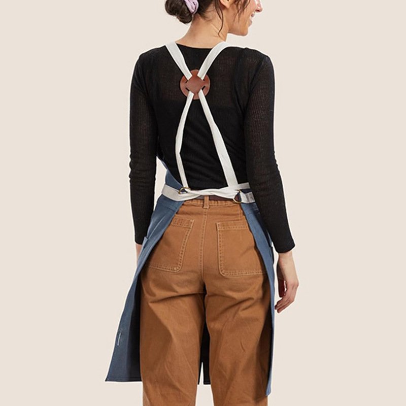 New canvas apron Japanese style split kitchen catering waiter work clothes printing factory wholesale - Image 8