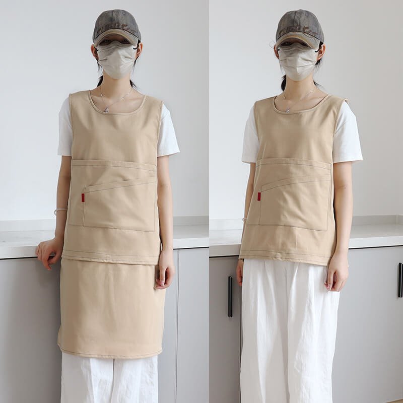 Female florist apron art new waterproof cooking kitchen coveralls men's detachable work clothes apron - Image 18
