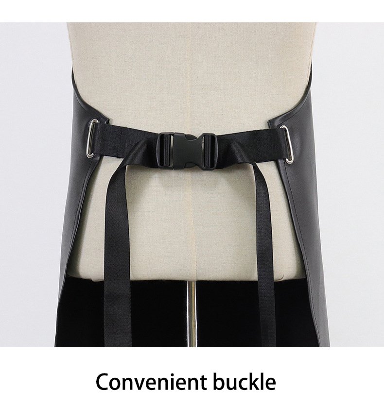 Manufacturers wholesale waterproof and oil-proof PU apron soft leather comfortable work clothes printed embroidered logo - Image 10