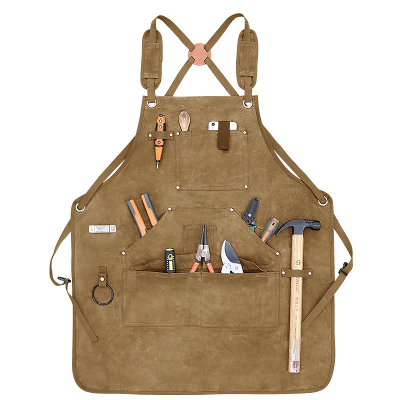 BBQ Work Apron Canvas Thick Barber Tattoo Retro Work Clothes - Image 5
