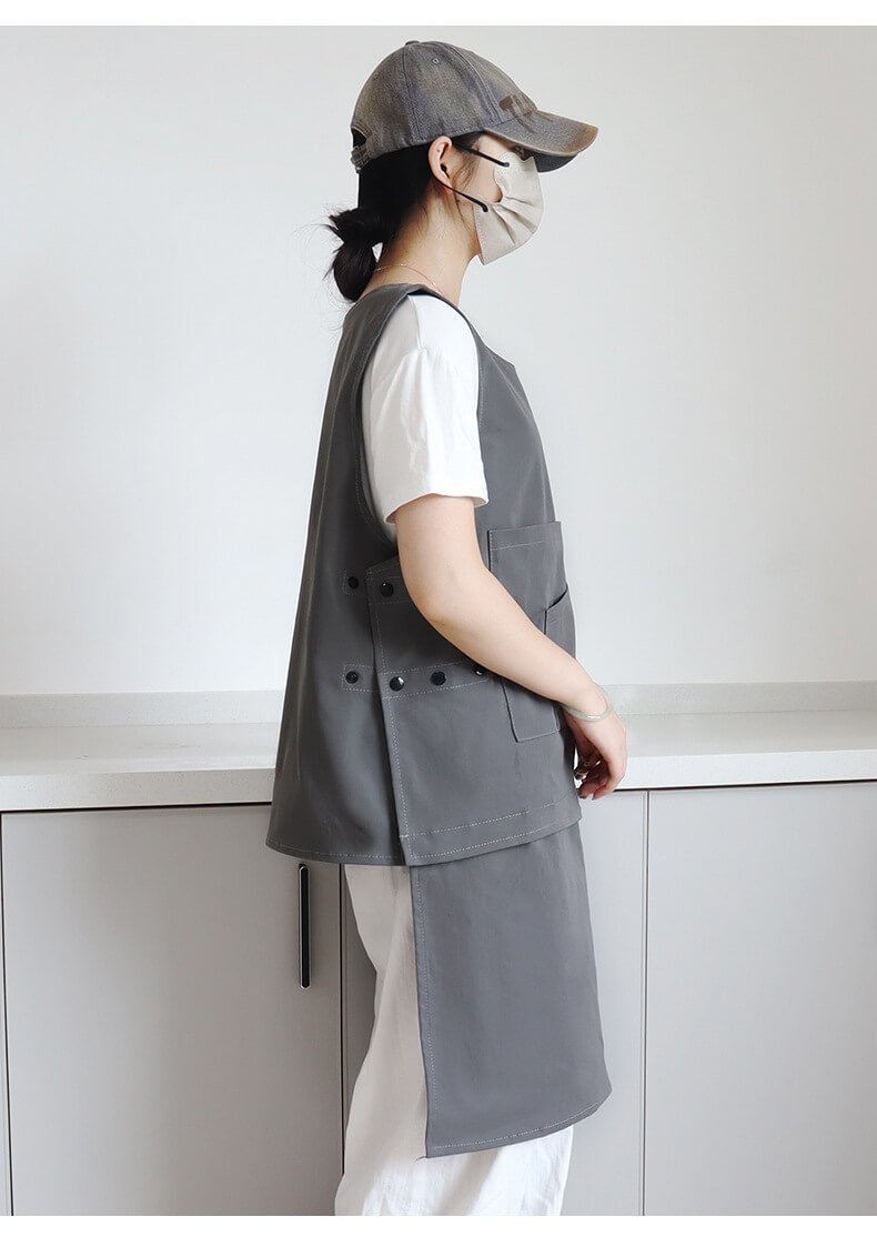 Female florist apron art new waterproof cooking kitchen coveralls men's detachable work clothes apron - Image 21