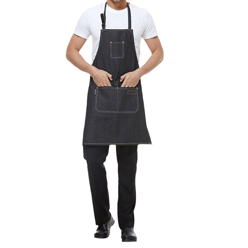 Fashion denim apron custom made logo barbecue western coffee tea shop work apron custom made wholesale - Image 10