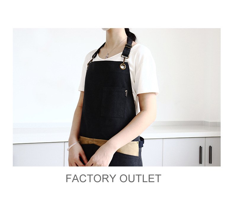 Neck hanging color canvas apron custom barber waist food tea coffee shop uniform apron - Image 9