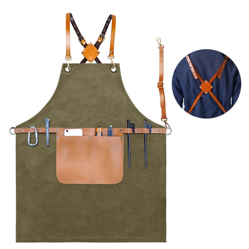 Fashionable denim canvas adjustable apron for cross-border male hairdressers, tattoo artists, and female nail technicians - Image 5