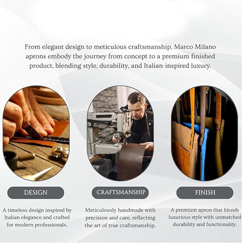 High-end custom-made hot-selling fashion haircut adjustable halter neck thick canvas men's PU work apron - Image 7