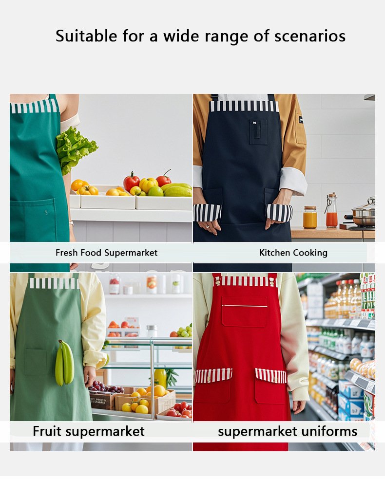 Kitchen apron catering baking men's and women's aprons cute home coveralls bib printing work clothes - Image 10