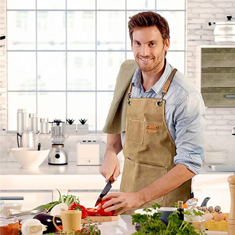 Thickened canvas apron modern simple DIY milk tea coffee shop barber work clothes apron factory wholesale - Image 2