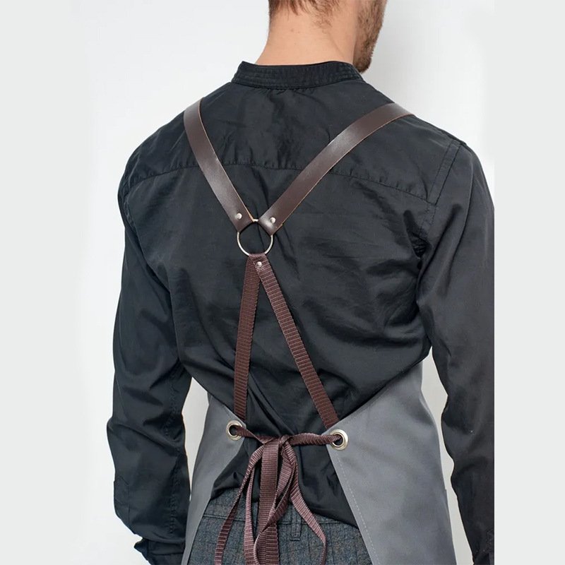 Canvas apron with printed words for catering, milk tea shop, flower shop, coffee, ironing and dyeing, waterproof work clothes - Image 2