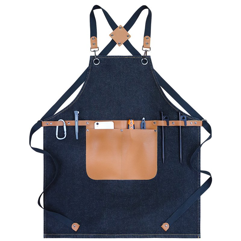 Fashionable denim canvas adjustable apron for cross-border male hairdressers, tattoo artists, and female nail technicians - Image 20