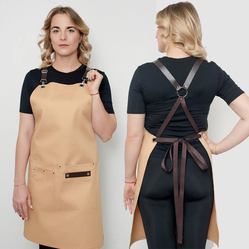 Canvas apron with printed words for catering, milk tea shop, flower shop, coffee, ironing and dyeing, waterproof work clothes - Image 3