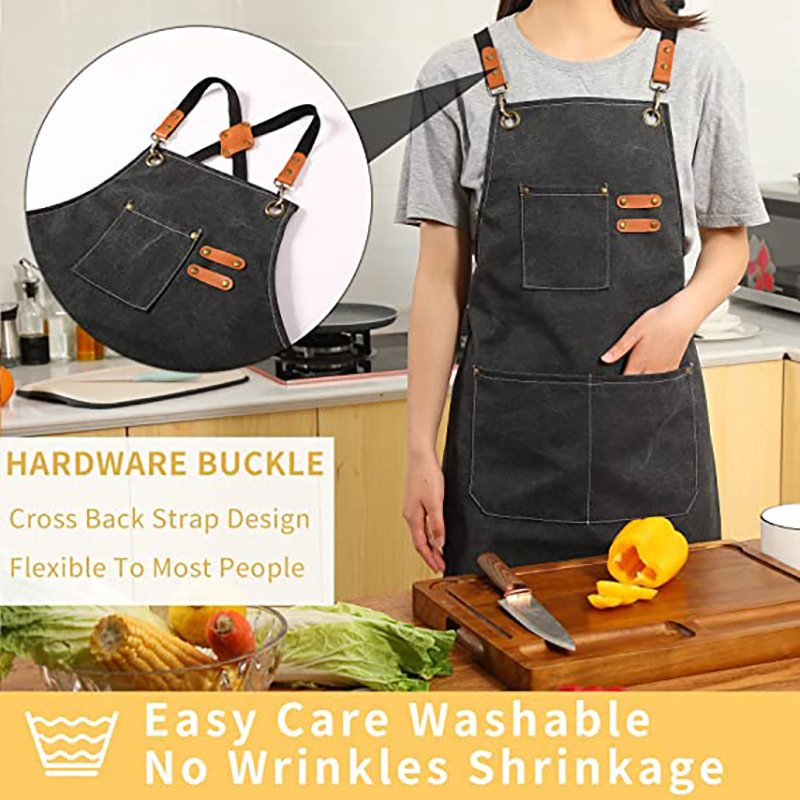 Thickened canvas apron modern simple DIY milk tea coffee shop barber work clothes apron factory wholesale - Image 4