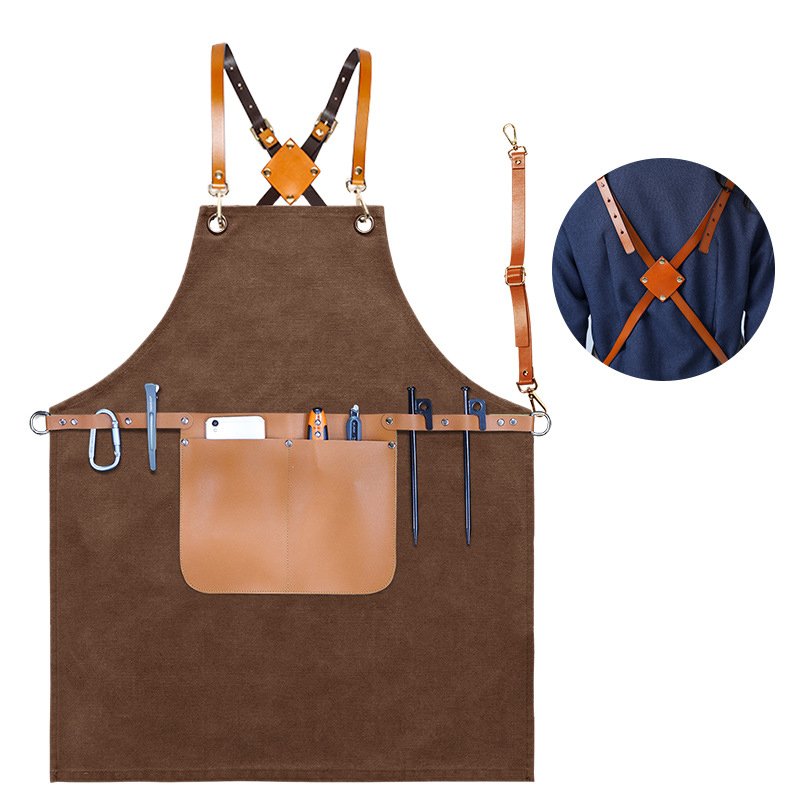 Fashionable denim canvas adjustable apron for cross-border male hairdressers, tattoo artists, and female nail technicians - Image 18