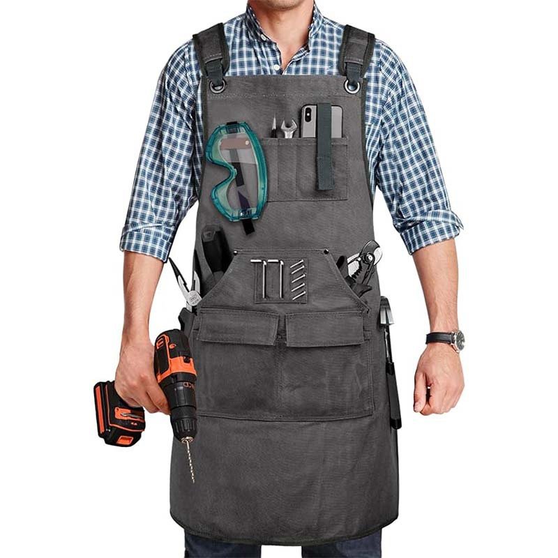 New Carpenter Apron Retro Waxed Waterproof Thickened Canvas Work Clothes Gardening Auto Repair