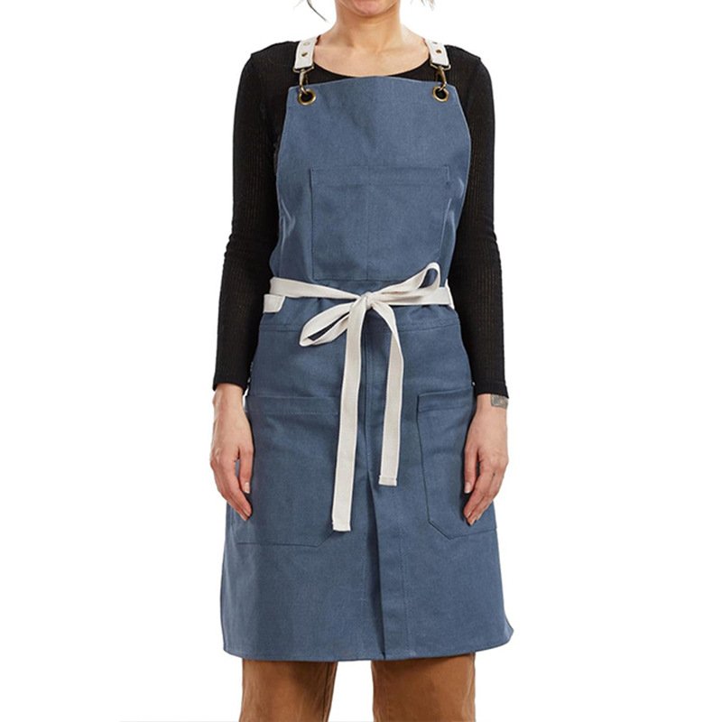 New canvas apron Japanese style split kitchen catering waiter work clothes printing factory wholesale - Image 4