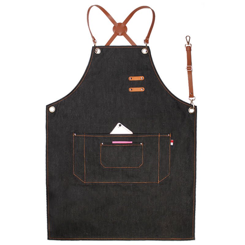 Denim apron wholesale commercial milk tea shop barista catering kitchen canvas suspenders work clothes female studio - Image 9