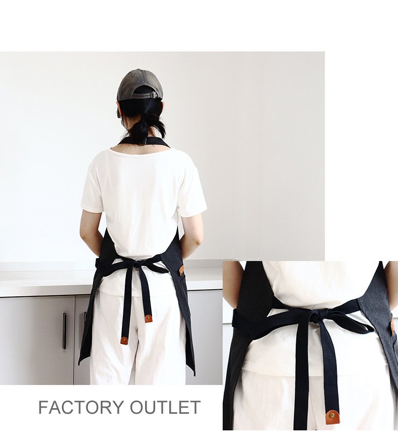 Neck hanging color canvas apron custom barber waist food tea coffee shop uniform apron - Image 7