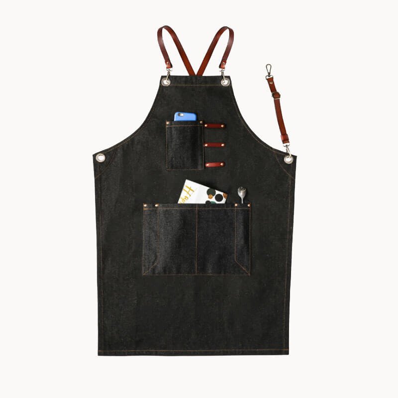 Denim apron Korean style fashion custom logo bar western restaurant home baking work apron - Image 23
