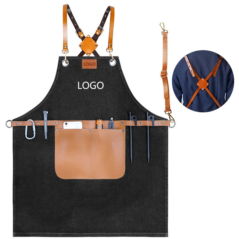 Fashionable denim canvas adjustable apron for cross-border male hairdressers, tattoo artists, and female nail technicians - Image 14