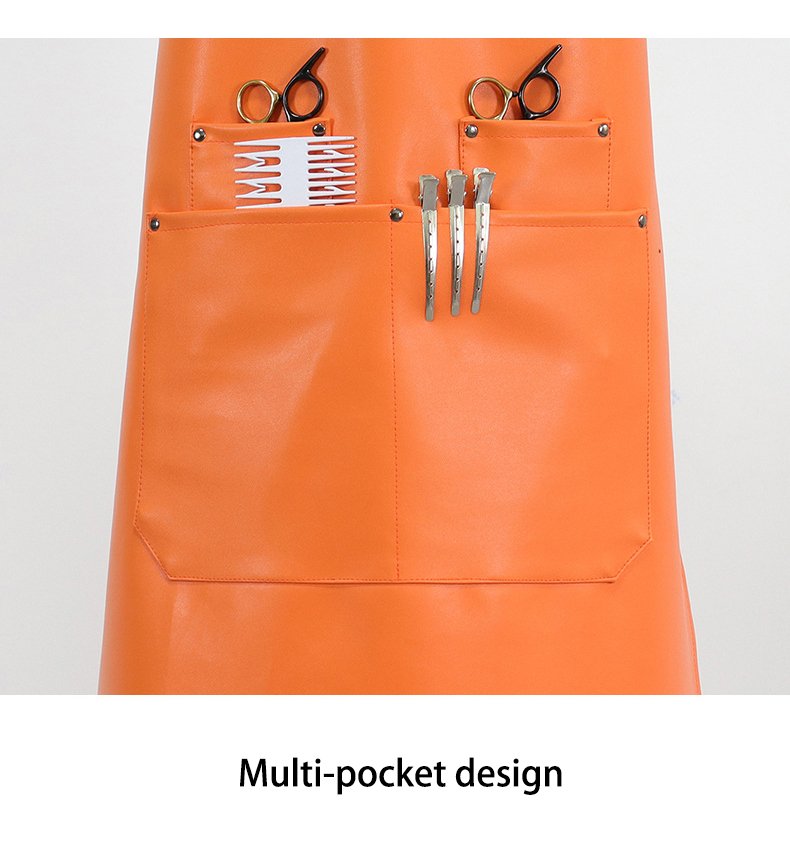 Manufacturers wholesale waterproof and oil-proof PU apron soft leather comfortable work clothes printed embroidered logo - Image 5