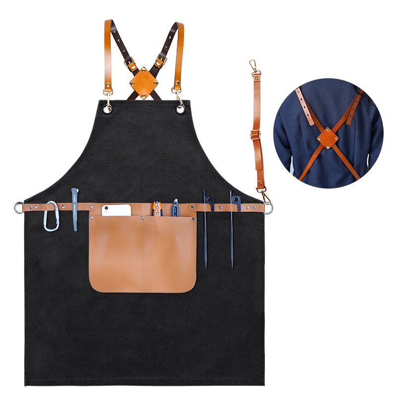 Fashionable denim canvas adjustable apron for cross-border male hairdressers, tattoo artists, and female nail technicians - Image 10