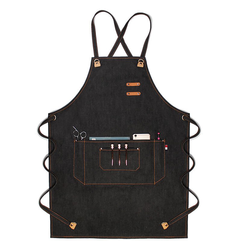 Denim apron wholesale commercial milk tea shop barista catering kitchen canvas suspenders work clothes female studio