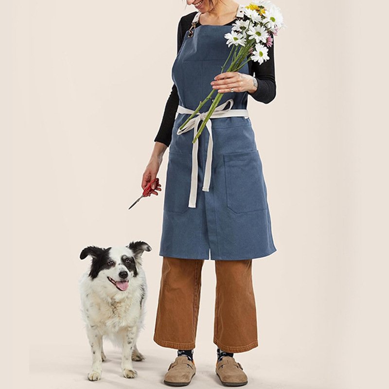 New canvas apron Japanese style split kitchen catering waiter work clothes printing factory wholesale - Image 6