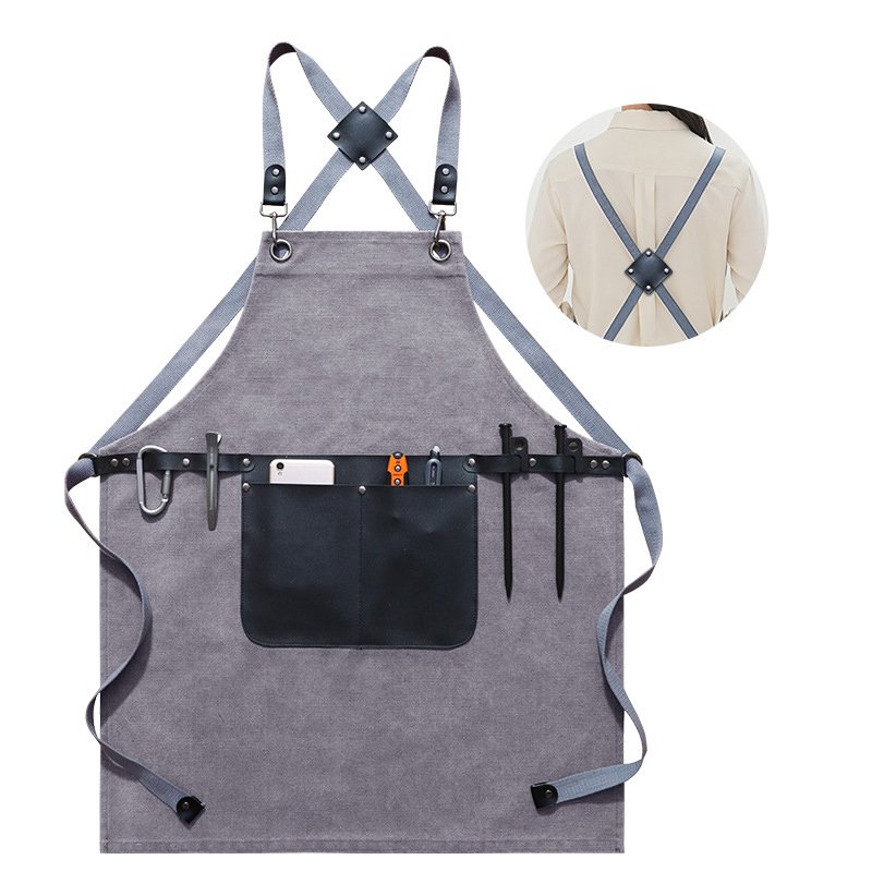 Fashionable denim canvas adjustable apron for cross-border male hairdressers, tattoo artists, and female nail technicians - Image 9