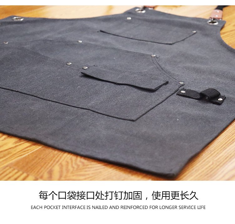 Thickened canvas multi-pocket craftsman gardening workwear apron barbecue auto mechanic mechanic tool apron - Image 7