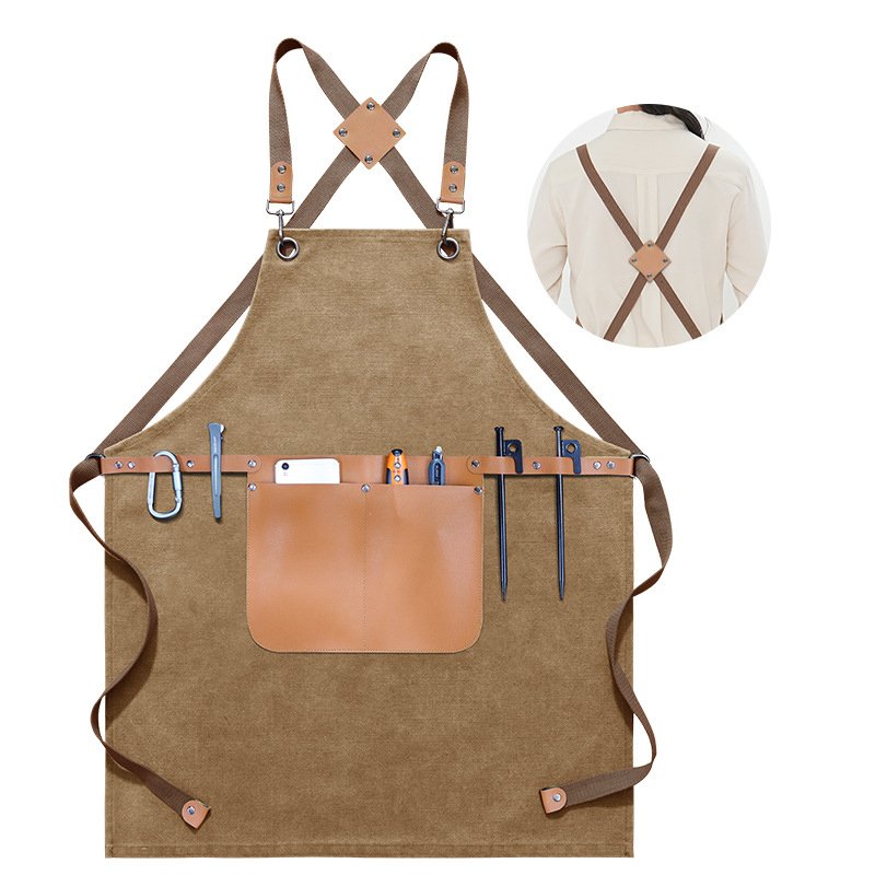 Fashionable denim canvas adjustable apron for cross-border male hairdressers, tattoo artists, and female nail technicians - Image 7