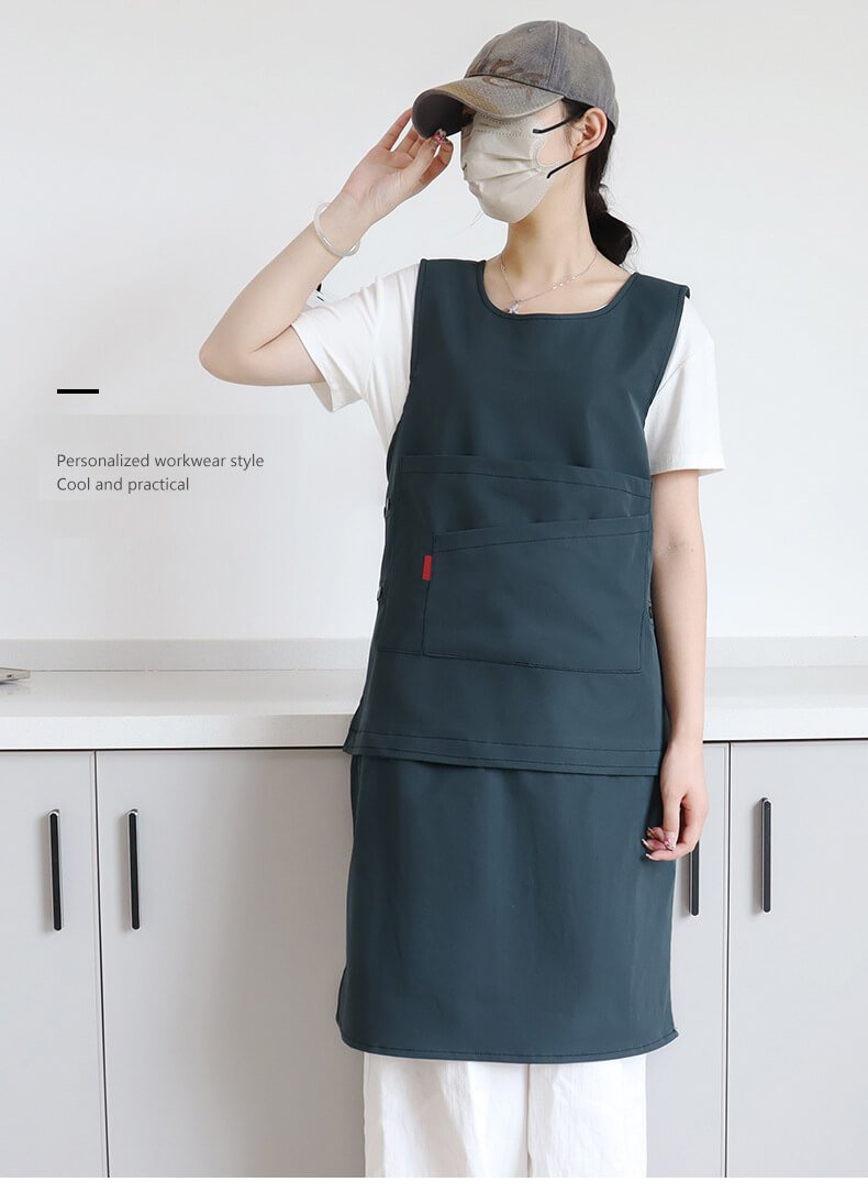 Female florist apron art new waterproof cooking kitchen coveralls men's detachable work clothes apron - Image 14