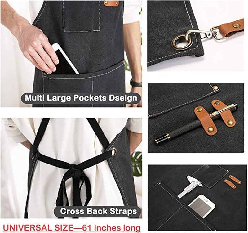 Thickened canvas apron modern simple DIY milk tea coffee shop barber work clothes apron factory wholesale - Image 9