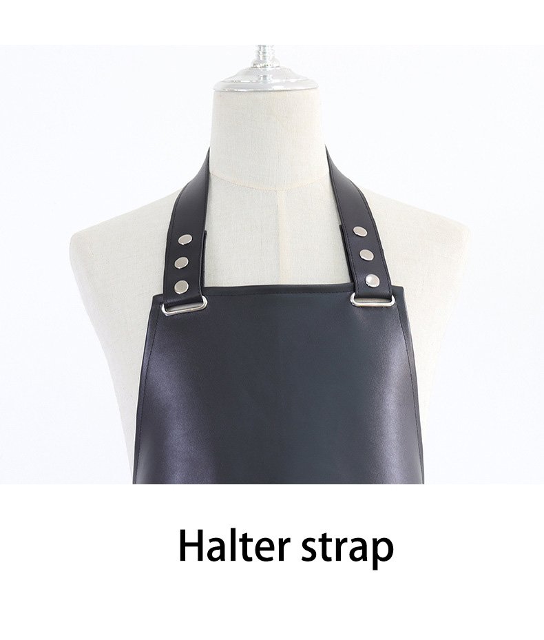 Manufacturers wholesale waterproof and oil-proof PU apron soft leather comfortable work clothes printed embroidered logo - Image 8