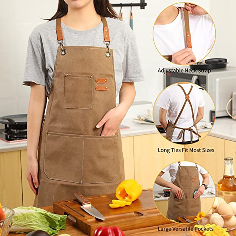 Thickened canvas apron modern simple DIY milk tea coffee shop barber work clothes apron factory wholesale - Image 11