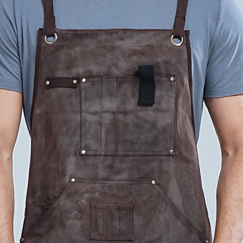 BBQ Work Apron Canvas Thick Barber Tattoo Retro Work Clothes - Image 7