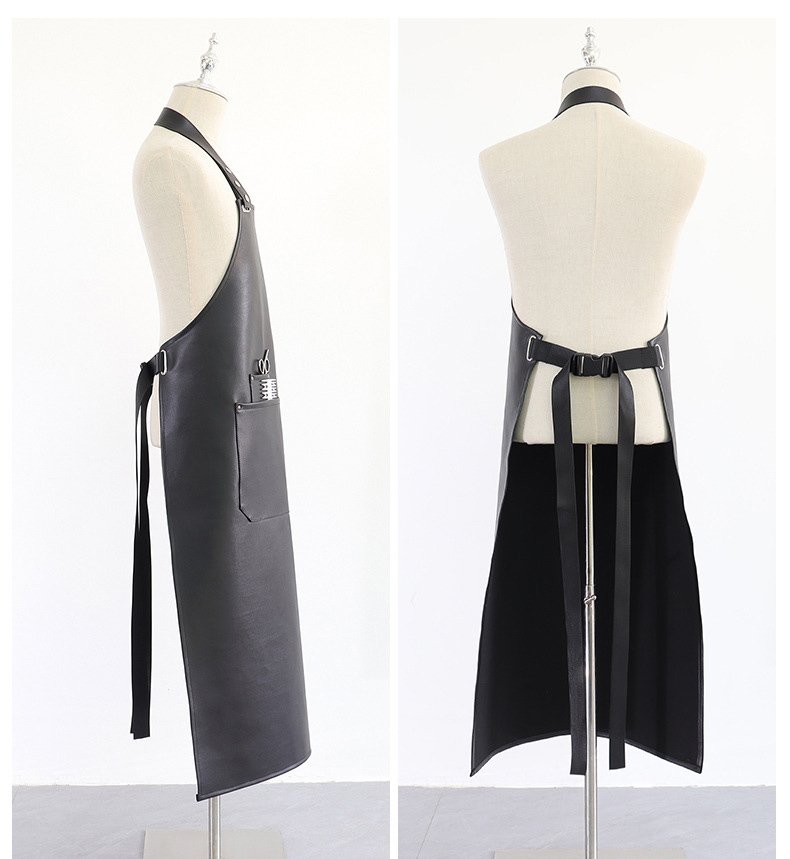 Manufacturers wholesale waterproof and oil-proof PU apron soft leather comfortable work clothes printed embroidered logo - Image 9